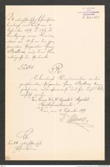 k.k. naturhistorisches Hofmuseum, Intendanzakten 1885-1896 (Hauer), Aktenzahl Z.602/1889, Seite 1